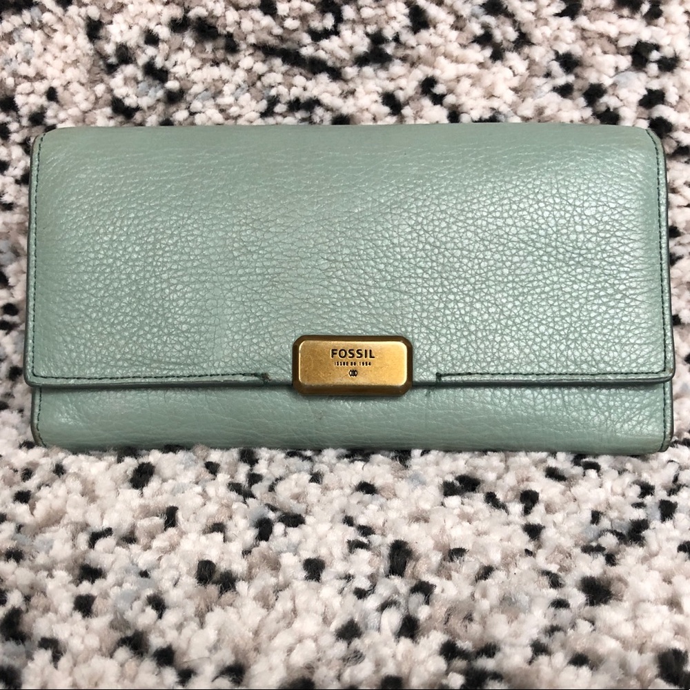 Fossil Leather Sea Foam Green Wallet